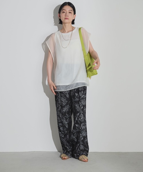 Shelly island（シェリーアイランド）の「ソフトオーガンジーレイヤードプルオーバー（Tシャツ/カットソー・レディース・ホワイト/グレー/ブラック/ブラウン・FREE）」の10枚目の写真