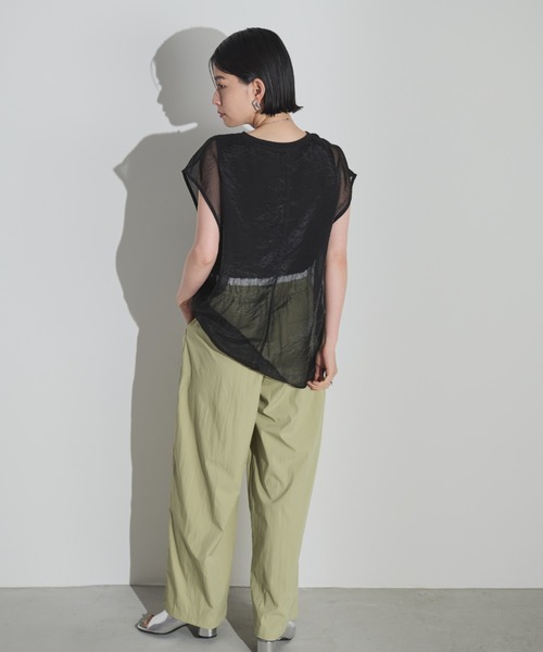 Shelly island（シェリーアイランド）の「ソフトオーガンジーレイヤードプルオーバー（Tシャツ/カットソー・レディース・ホワイト/グレー/ブラック/ブラウン・FREE）」の16枚目の写真