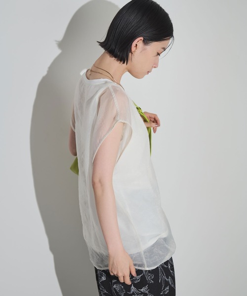 Shelly island（シェリーアイランド）の「ソフトオーガンジーレイヤードプルオーバー（Tシャツ/カットソー・レディース・ホワイト/グレー/ブラック/ブラウン・FREE）」の6枚目の写真