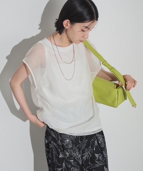 未使用❤️Arpege story ストローヤーンプルオーバー　オフ白 ソフトオーガンジーレイヤードプルオーバー（Tシャツ/カットソー