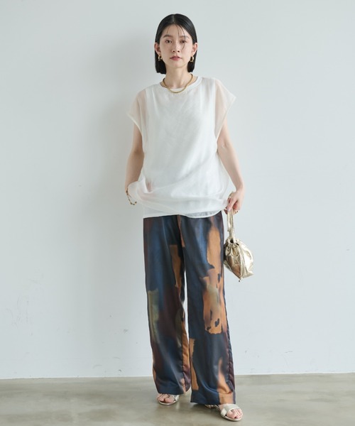 Shelly island（シェリーアイランド）の「ソフトオーガンジーレイヤードプルオーバー（Tシャツ/カットソー・レディース・ホワイト/グレー/ブラック/ブラウン・FREE）」の21枚目の写真