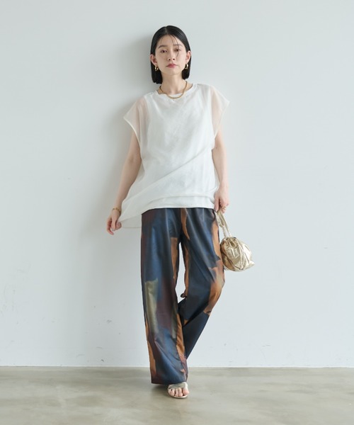 Shelly island（シェリーアイランド）の「ソフトオーガンジーレイヤードプルオーバー（Tシャツ/カットソー・レディース・ホワイト/グレー/ブラック/ブラウン・FREE）」の22枚目の写真