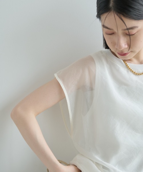 Shelly island（シェリーアイランド）の「ソフトオーガンジーレイヤードプルオーバー（Tシャツ/カットソー・レディース・ホワイト/グレー/ブラック/ブラウン・FREE）」の19枚目の写真