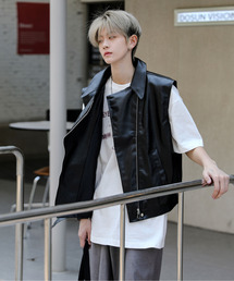 neos | 【neos】ルーズシルエット 合皮 ダブル ライダース ベスト(ベスト)