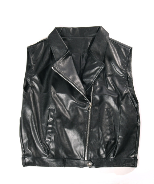 neos（ネオス）の「【neos】ルーズシルエット 合皮 ダブル ライダース ベスト（ベスト・メンズ・ブラック・MEDIUM/X-LARGE/LARGE）」の7枚目の写真