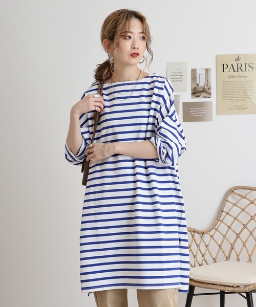 tシャツ MONT KEMMEL COMBED BORDER BASQUE DRESS レディース MONT KEMMEL COMBED BORDER BASQUE DRESS（Tシャツ/カットソー