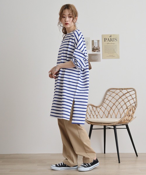 tシャツ MONT KEMMEL COMBED BORDER BASQUE DRESS レディース MONT KEMMEL COMBED BORDER BASQUE DRESS（Tシャツ/カットソー