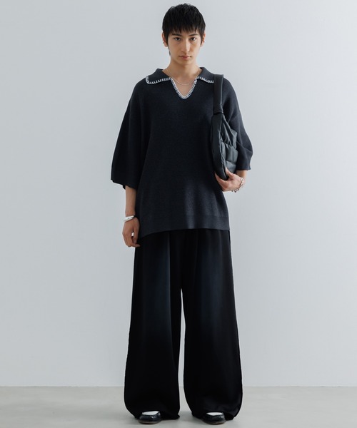 SINSS（シンス）の「Stitched knit polo shirt / ステッチニットポロシャツ（ポロシャツ・メンズ・ブルー/ブラック/レッド/チャコール/ブラウン・SMALL/MEDIUM/LARGE/X-SMALL）」の18枚目の写真