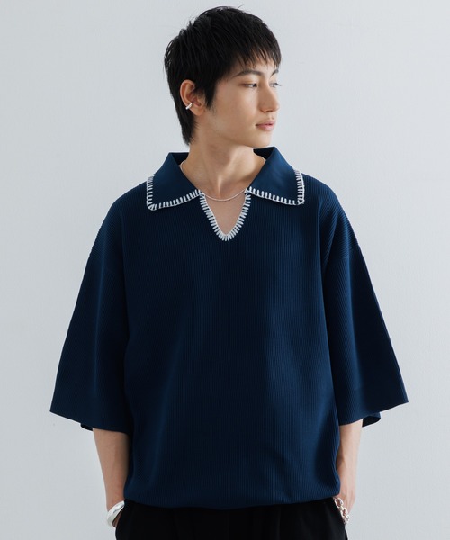 すぐったレディース福袋 Stitched knit polo shirt / ステッチニットポロシャツ トップス