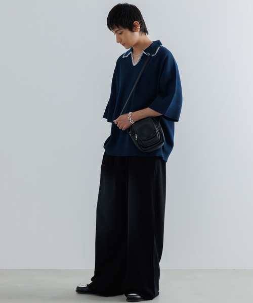 SINSS（シンス）の「Stitched knit polo shirt / ステッチニットポロシャツ（ポロシャツ・メンズ・ブルー/ブラック/レッド/チャコール/ブラウン・SMALL/MEDIUM/LARGE/X-SMALL）」の6枚目の写真