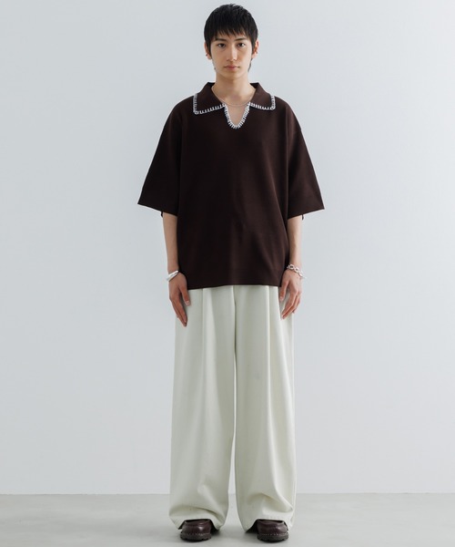 SINSS（シンス）の「Stitched knit polo shirt / ステッチニットポロシャツ（ポロシャツ・メンズ・ブルー/ブラック/レッド/チャコール/ブラウン・SMALL/MEDIUM/LARGE/X-SMALL）」の12枚目の写真