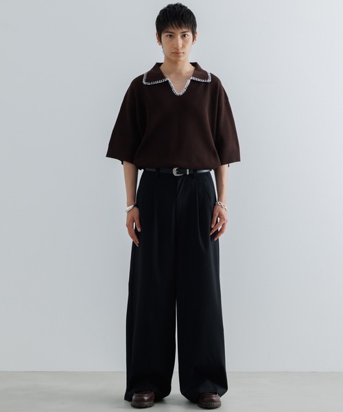 SINSS（シンス）の「Stitched knit polo shirt / ステッチニットポロシャツ（ポロシャツ・メンズ・ブルー/ブラック/レッド/チャコール/ブラウン・SMALL/MEDIUM/LARGE/X-SMALL）」の20枚目の写真