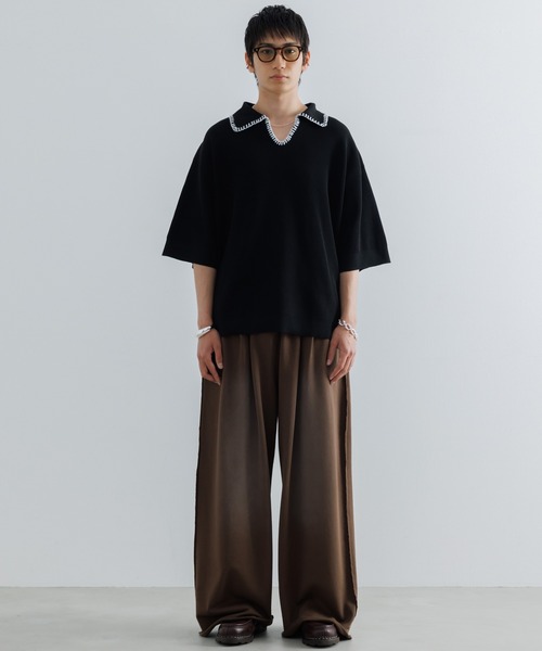 SINSS（シンス）の「Stitched knit polo shirt / ステッチニットポロシャツ（ポロシャツ・メンズ・ブルー/ブラック/レッド/チャコール/ブラウン・SMALL/MEDIUM/LARGE/X-SMALL）」の17枚目の写真