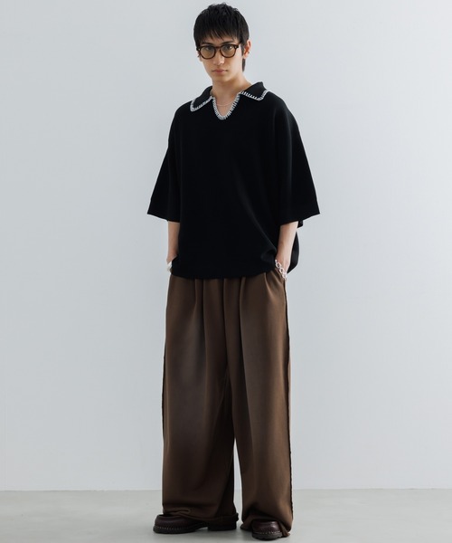 SINSS（シンス）の「Stitched knit polo shirt / ステッチニットポロシャツ（ポロシャツ・メンズ・ブルー/ブラック/レッド/チャコール/ブラウン・SMALL/MEDIUM/LARGE/X-SMALL）」の21枚目の写真