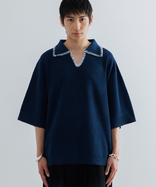 特価ブランド knit Stitched polo ステッチニットポロシャツ / shirt トップス