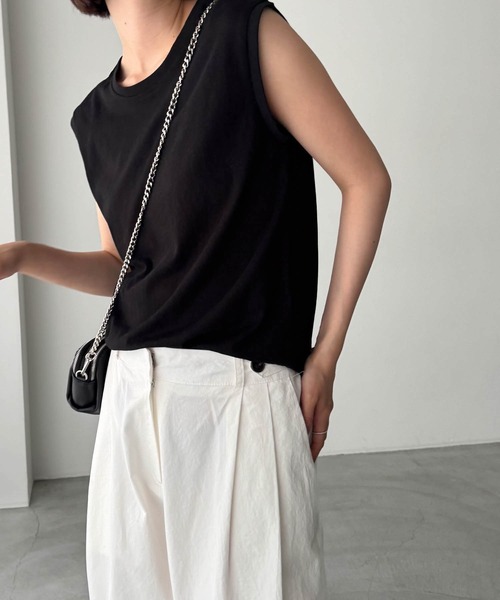 CANAL JEAN（キャナルジーン）の「El mar　コットンブレンドワイドショルダータンクトップ（タンクトップ・レディース・ブラック/ベージュ/アイボリー/グレー・ONE SIZE）」の15枚目の写真