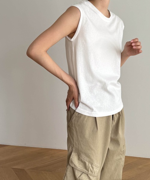 CANAL JEAN（キャナルジーン）の「El mar　コットンブレンドワイドショルダータンクトップ（タンクトップ・レディース・ブラック/ベージュ/アイボリー/グレー・ONE SIZE）」の20枚目の写真