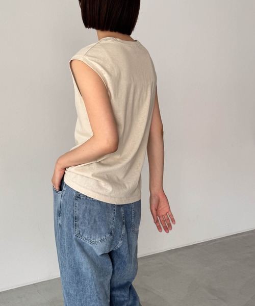 CANAL JEAN（キャナルジーン）の「El mar　コットンブレンドワイドショルダータンクトップ（タンクトップ・レディース・ブラック/ベージュ/アイボリー/グレー・ONE SIZE）」の10枚目の写真