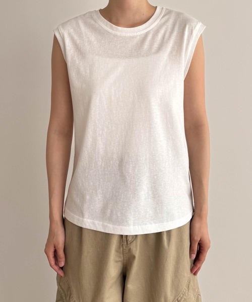 CANAL JEAN（キャナルジーン）の「El mar　コットンブレンドワイドショルダータンクトップ（タンクトップ・レディース・ブラック/ベージュ/アイボリー/グレー・ONE SIZE）」の12枚目の写真