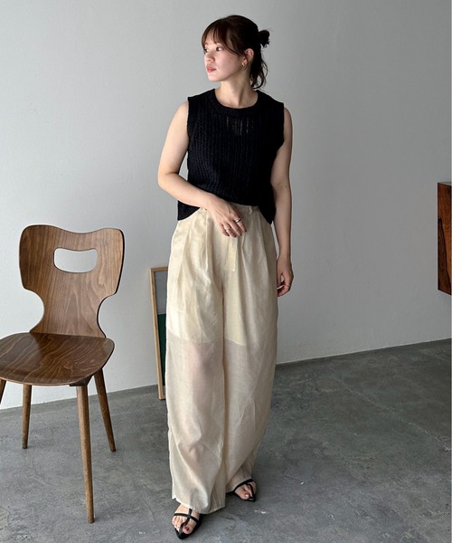 feepur（フェピュール）の「オーガンジーシアーワイドパンツ（その他パンツ・レディース・アイボリー/ブラック・SMALL/MEDIUM）」の3枚目の写真