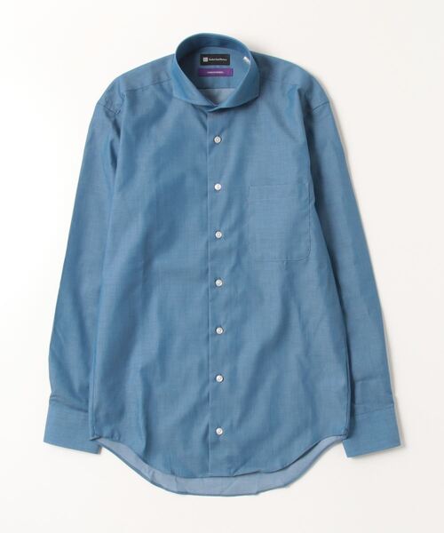 Perfect Suit FActory（パーフェクトスーツファクトリー）の「形態安定 長袖ワイシャツ アーバン デニムライク　カッタウェイ　ブラック/ブラウン/ブルー（ビジネスシャツ・メンズ・ブラウン/ブルー/ブラック・首回り37cm-裄丈80cm/首回り39cm-裄丈82cm/首回り41cm-裄丈84cm/首回り43cm-裄丈86cm）」の4枚目の写真