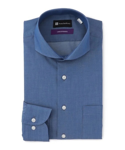 Perfect Suit FActory（パーフェクトスーツファクトリー）の「形態安定 長袖ワイシャツ アーバン デニムライク　カッタウェイ　ブラック/ブラウン/ブルー（ビジネスシャツ・メンズ・ブラウン/ブルー/ブラック・首回り37cm-裄丈80cm/首回り39cm-裄丈82cm/首回り41cm-裄丈84cm/首回り43cm-裄丈86cm）」の11枚目の写真