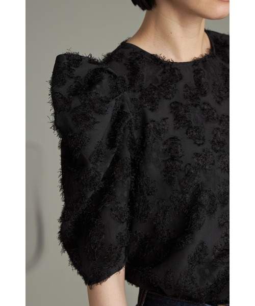 &. NOSTALGIA(アンドドットノスタルジア)の「シャギージャガードブラウス(半袖)(シャツ/ブラウス・レディース・アイボリー/ブラック・M)」の8枚目の写真