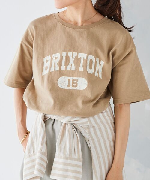 le.coeur blanc(ルクールブラン)の「BRIXTONロゴTシャツ(Tシャツ/カットソー・レディース・ベージュ/オフホワイト/ダークグレー・38)」の3枚目の写真