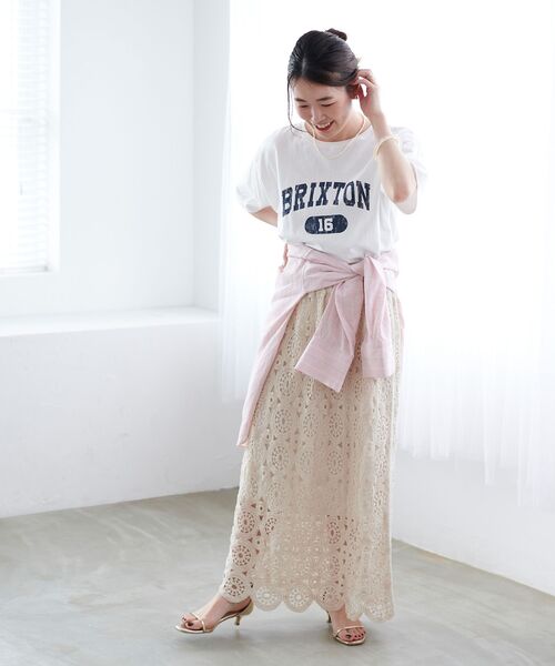 le.coeur blanc(ルクールブラン)の「BRIXTONロゴTシャツ(Tシャツ/カットソー・レディース・ベージュ/オフホワイト/ダークグレー・38)」の8枚目の写真
