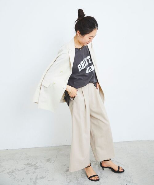 le.coeur blanc(ルクールブラン)の「BRIXTONロゴTシャツ(Tシャツ/カットソー・レディース・ベージュ/オフホワイト/ダークグレー・38)」の14枚目の写真
