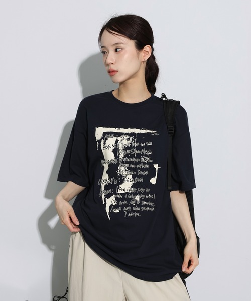 PEOPLESTYLE◆人気ストリートファッション Tシャツ 送料無料 2色 楽天市場】フェイスプリント ワイルド ルーズ 長袖 Tシャツ