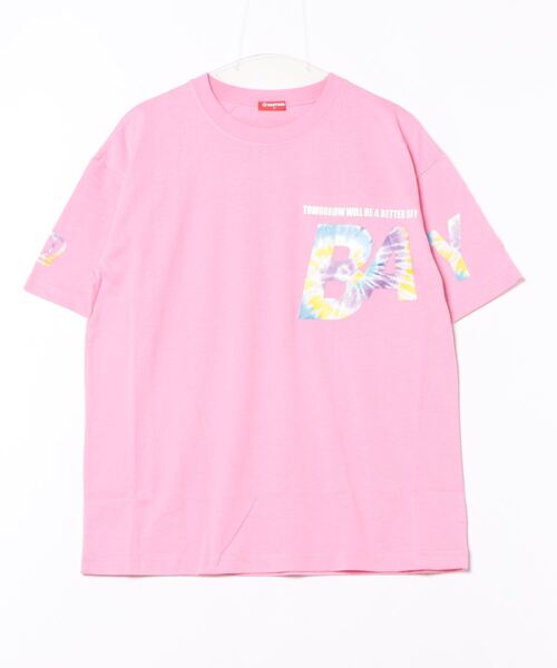 BABYDOLL(ベビードール)の「親子お揃い タイダイロゴ Tシャツ 9518A(Tシャツ/カットソー・レディース・チェリーピンク/ブラック・S/M/L/XL)」の3枚目の写真