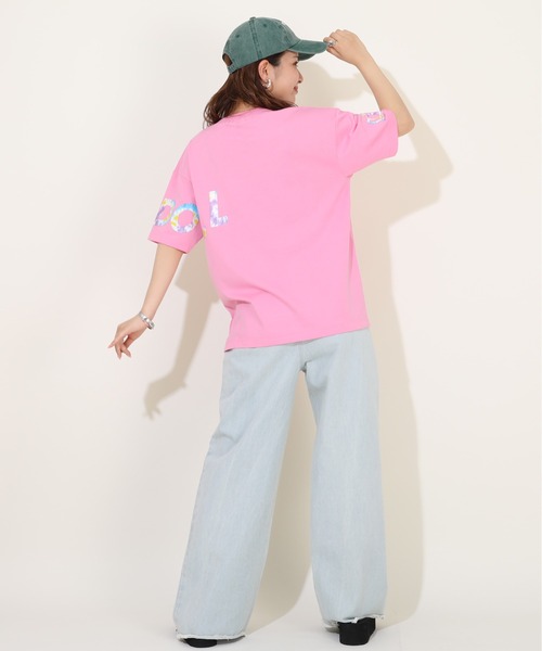BABYDOLL(ベビードール)の「親子お揃い タイダイロゴ Tシャツ 9518A(Tシャツ/カットソー・レディース・チェリーピンク/ブラック・S/M/L/XL)」の8枚目の写真
