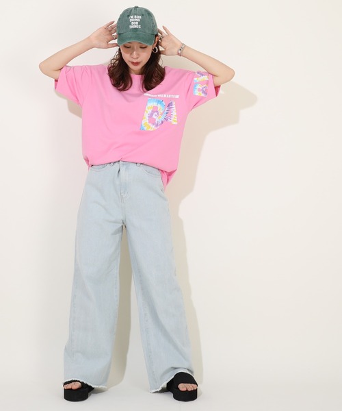 BABYDOLL(ベビードール)の「親子お揃い タイダイロゴ Tシャツ 9518A(Tシャツ/カットソー・レディース・チェリーピンク/ブラック・S/M/L/XL)」の10枚目の写真