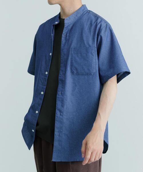 ITEMS URBANRESEARCH(アイテムズ アーバンリサーチ)の「TCインディゴ バンドカラー半袖シャツ(シャツ/ブラウス・メンズ・ブルー/ライトブルー/ネイビー・LARGE/MEDIUM)」の14枚目の写真