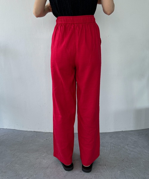 人気作家 ito fukuokaさん　リネンパンツ　赤 セール】【XSサイズあり】ベイカーリネンイージーパンツ（その他パンツ
