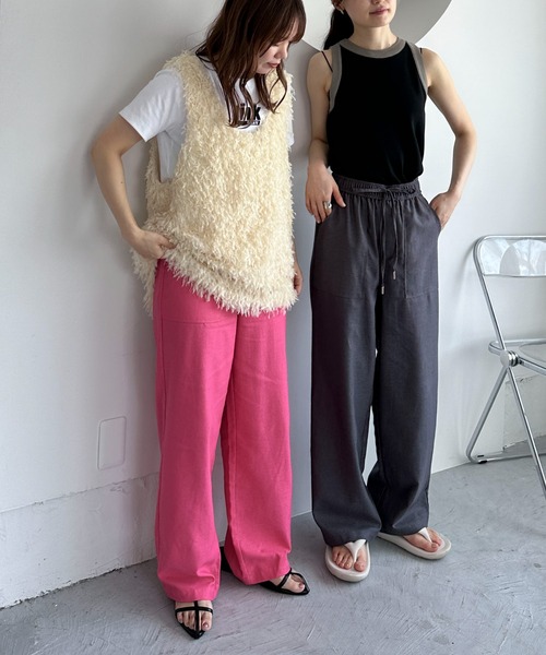 feepur by saya（フェピュールバイサヤ）の「【XSサイズあり】ベイカーリネンイージーパンツ（その他パンツ・レディース・グレー/レッド/ピンク・MEDIUM/X-SMALL）」の16枚目の写真