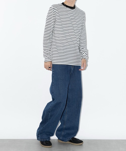 SETUP7（セットアップセブン）の「【SETUP7】長袖 ボーダーオーバーサイズロングスリーブTシャツ  SCCH364（Tシャツ/カットソー・メンズ・ブラック/ホワイト/ブラック系その他2・XL/XXL）」の7枚目の写真