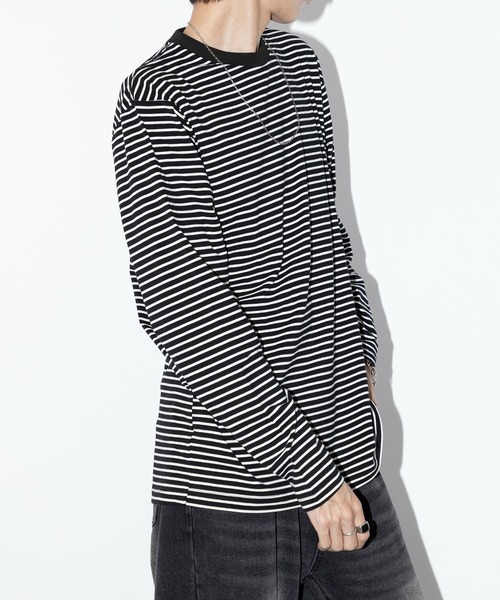 セール】【SETUP7】長袖 ボーダーオーバーサイズロングスリーブT