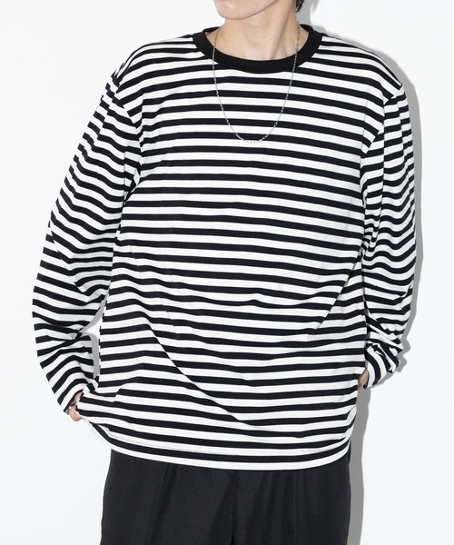 セール】【SETUP7】長袖 ボーダーオーバーサイズロングスリーブT
