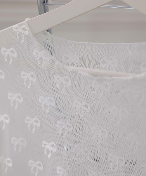 LAFFMO（ラフモ）の「リボン柄シアートップス（その他トップス・レディース・ホワイト/ブラック・F）」の7枚目の写真