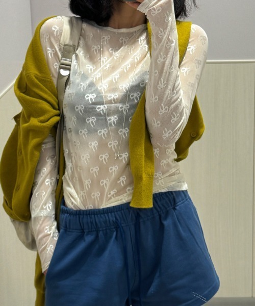 LAFFMO（ラフモ）の「リボン柄シアートップス（その他トップス・レディース・ホワイト/ブラック・F）」の12枚目の写真