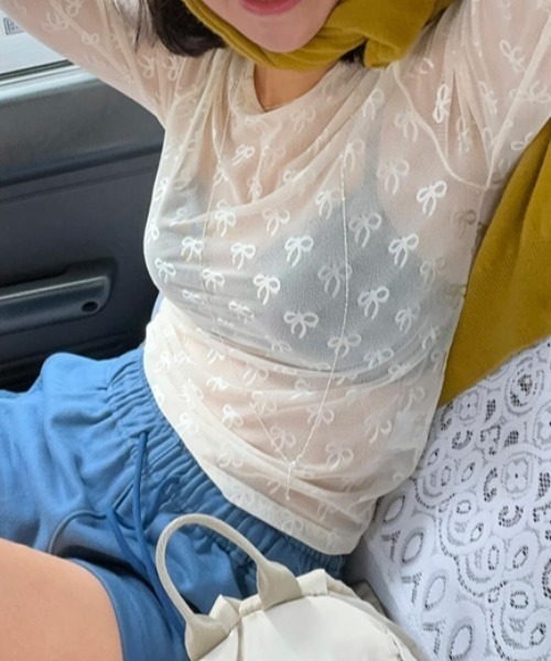 LAFFMO（ラフモ）の「リボン柄シアートップス（その他トップス・レディース・ホワイト/ブラック・F）」の19枚目の写真