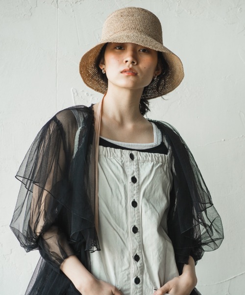 ORIENT MILLINERY（オリエント ミリナリー）の「RAFFI【ﾗﾌｨ】ラフィアこま編みベルハット（ハット・レディース・ナチュラル/モカ・FREE）」の12枚目の写真