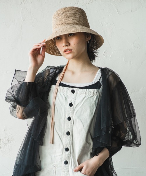 ORIENT MILLINERY（オリエント ミリナリー）の「RAFFI【ﾗﾌｨ】ラフィアこま編みベルハット（ハット・レディース・ナチュラル/モカ・FREE）」の6枚目の写真