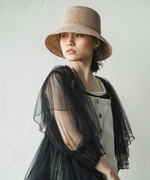 ORIENT MILLINERY（オリエント ミリナリー）の「RAFFI【ﾗﾌｨ】ラフィアこま編みベルハット（ハット・レディース・ナチュラル/モカ・FREE）」の10枚目の写真