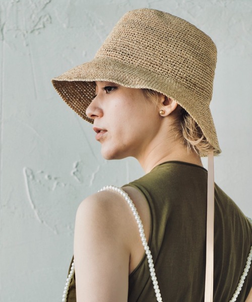 ORIENT MILLINERY（オリエント ミリナリー）の「RAFFI【ﾗﾌｨ】ラフィアこま編みベルハット（ハット・レディース・ナチュラル/モカ・FREE）」の5枚目の写真