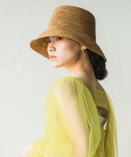 ORIENT MILLINERY（オリエント ミリナリー）の「RAFFI【ﾗﾌｨ】ラフィアこま編みベルハット（ハット・レディース・ナチュラル/モカ・FREE）」の14枚目の写真