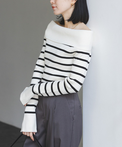 未使用 NOBLE ノーブル 2024AW オフショルニット ボーダー Noble（ノーブル）の「《追加》オフショルニット 3（ニット/セーター