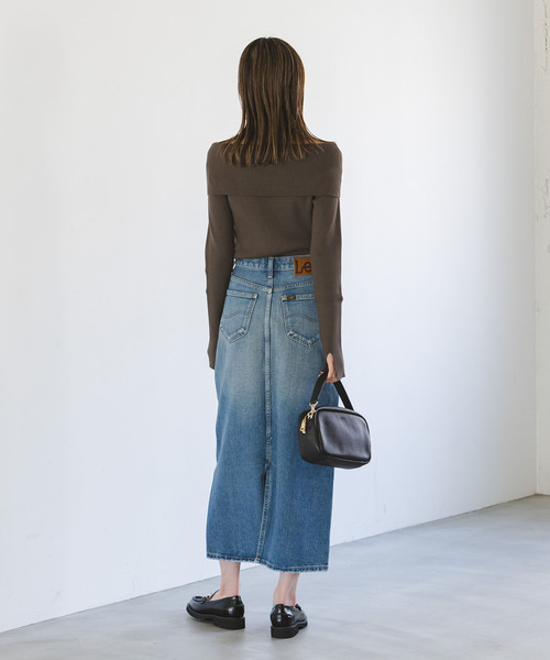 ノーブル　オフショルダー ブラックニット knit-02299 オフショルダー オーバー ニット モカ ブラック | L